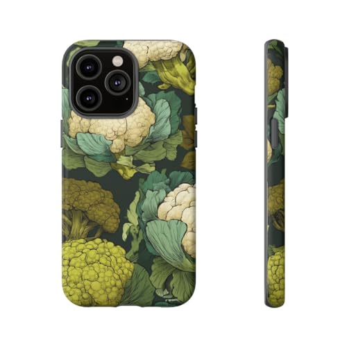 Coque antichoc iPhone 14 Pro Max Vert mate motif brocoli fait main