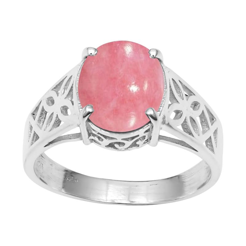 NILOY MorgonitEdelstein 925 Sterling Silber handgechter Ring für Männer und Frauen Ring Boho Silber Ring SchmuckPGR-02AR_47 (15.0), Plata, Morgonita