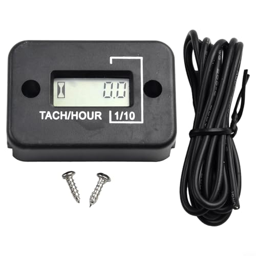 Tacómetro digital y medidor de horas para motosierra, contador de motor de 0 a 30000 rpm, pantalla LCD impermeable con cable de inducción para maquinaria de jardín y vehículos