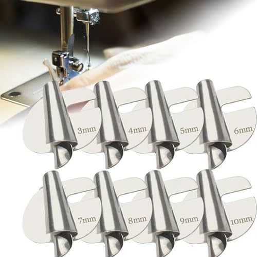 Socuierer 8 Sizes Rolled Hem Presser Foot, Universal Sewing Rolled Hemmer Foot Set, Hand Sewing Machine Sewing Accessories, for Home and Industrial Use, 3-10mm Sizes, for Precise Hemming