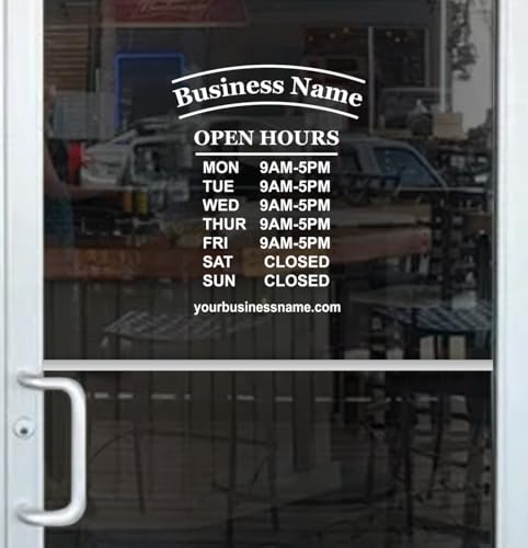 Business Hours Sign for Window - ARC - Free Squeegee - Easy Install Manual (11(W) X14(H))