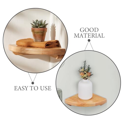 Estante de esquina de madera natural HOMSFOU de 6 pulgadas con diseño en abanico 5