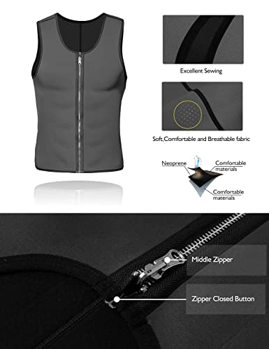 Image of NonEcho Men Sauna Sweat Vest Weight Loss Waist Trainer Vest Neoprene Tank Top Shapewear Slimming Shirt Workout Suit
