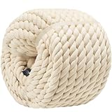 Strong Cotton Rope 3/4 inch x 25 feet Twisted Natural Cotton Cord for DIY Rope Baskets, Decorative Projects, White Craft Rope