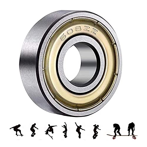608 ZZ Rodamiento de bolas, 20 Piezas Mini Rodamientos de Bolas, Rodamientos de Bolas,Adecuado para Monopatines, Patinetes, Patinetas, Carritos (Plata, 8mm×22mm×7mm) Cover