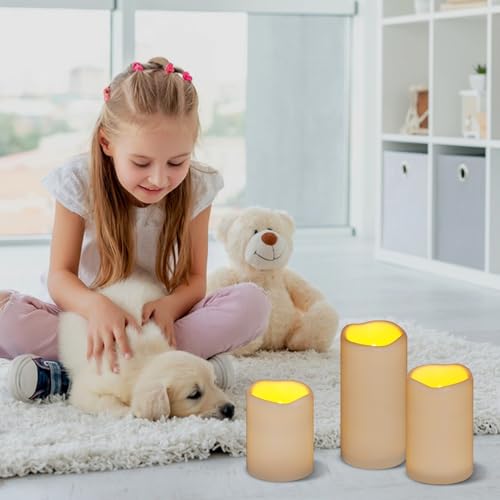 Artmarry Flameless Candles 4 Inch 5 Inch 6 Inch Set Of 3 Ivory Outdoor Indoor Pillars 3 Inch Diameter Battery Operated Flickering Candles Include 10-Key Remote Timer Function 400+ Hours By 2 Aa Batteries thumb #2