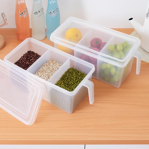 Image of Oblivion Fridge Storage Organizer 3500ml - 3 Compartment Box, Space-Saving Transparent Refrigerator Container for Fruits, Vegetables, Durable Plastic Multipurpose Kitchen Storage (Pack of 1)
