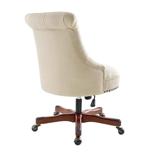 Linon Sinclair Wood Upholstered Adjustable Office Chair In Beige #TOP5