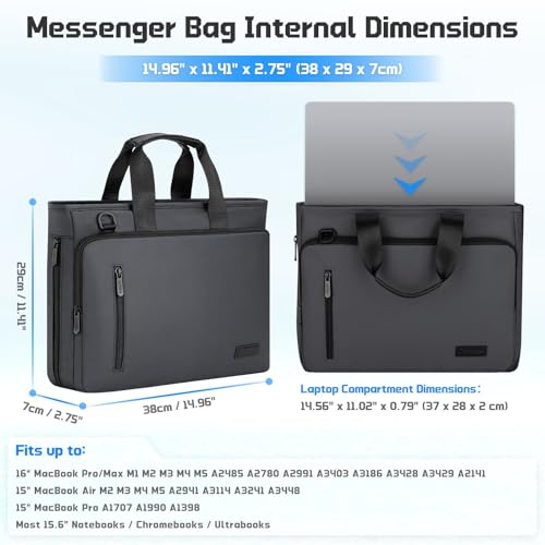 Image of RAINYEAR 15.6 Inch Laptop Bag for Men Women, Waterproof Expandable Large Capacity Laptop Shoulder Bag Carrying Bag Briefcase