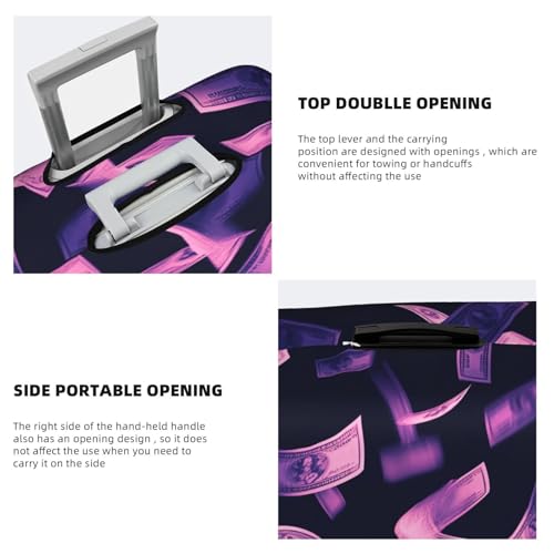 Purple Dollar Flying In The Air Travel Luggage Cover Elastic Suitcase Protector Washable Baggage Covers For Trunk Case Fits 22-24 Inch Luggage4
