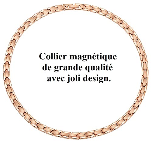 Collar magnético con imanes, modelo Milos, cobre de oro rosa