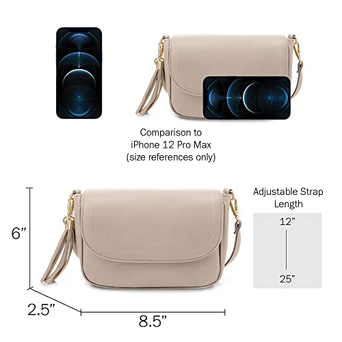 Image of EVVE Small Crossbody Bags for Women Trendy Flap Saddle Purses with Tassel Vegan leather Shoulder bag