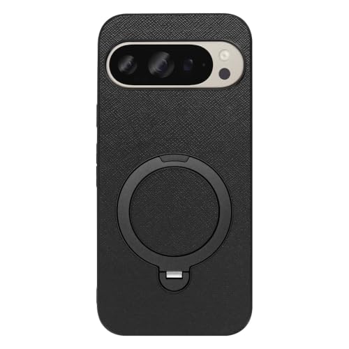 LOOF CASUAL MAG-RING ���U�[ ���^ �����O�t�� �X�}�z�P�[�X for Google Pixel 9 / 9 Pro �p �P�[�X �J�o�[ �����O �X�^���h �}�O�l�b�g �X�g���b�v�z�[�� �V���v�� �ϏՌ� �y�� [BLACK×�u���b�N]
