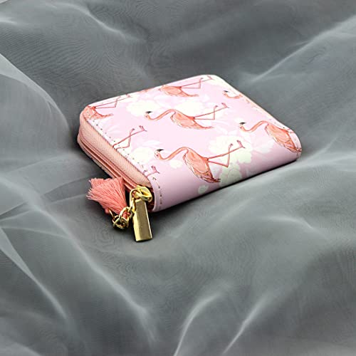 timlee Cute Rainbow Unicorn Design Short Wallets Lovely Flamingo Wallet for Girls Women zipper Wallets with Tassels(Pink Flagmingo 02)2