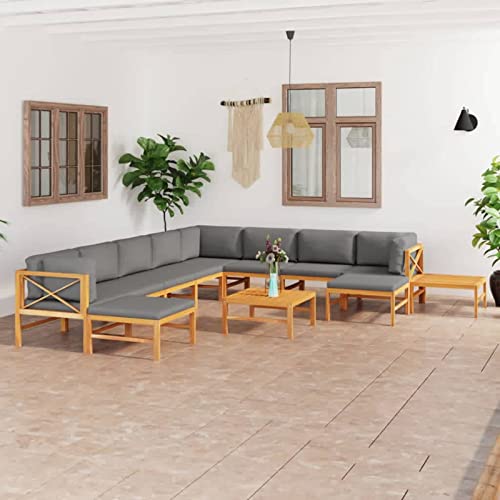 Chenshu 12-TLG. Garten-Lounge-Set mit Grauen Kissen, Lounge Gartenmöbel Set, Terassenmöbel Wetterfest, Gartenlounge…