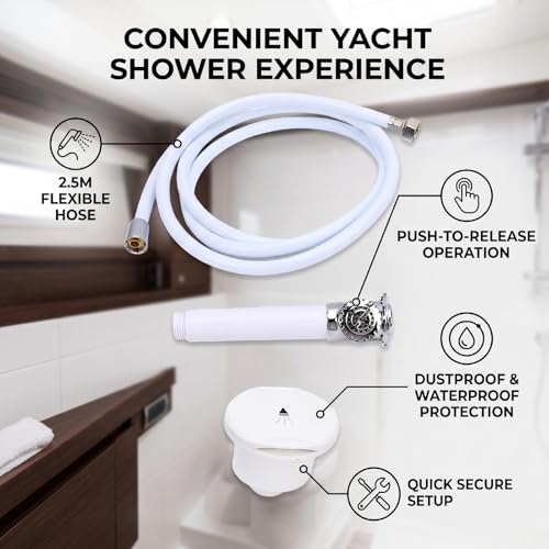 Ducha para barcos Akozon de acero inoxidable premium con manguera y botón 5
