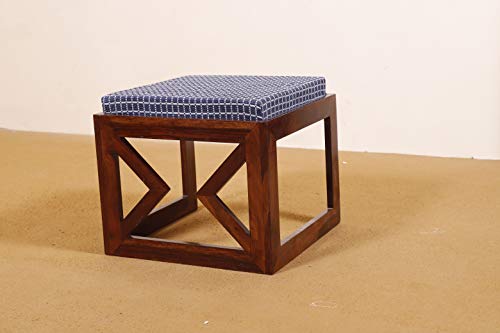 Image of Jangid Handicraft Solid Sheesham Wood Coffee Table with 2 Stool | Rectangle Sofa Centre Table with Stool | Tea Center Table with 2 Stools for Living Room | Patio Teapoy Table with Two Puffy | Mahogany