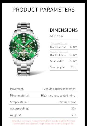 Image of OLEVS Mens Watches Chronograph Luxury Dress Moon Phase Two Tone Stainless Steel Waterproof Luminous Business Calendar Wrist Watch