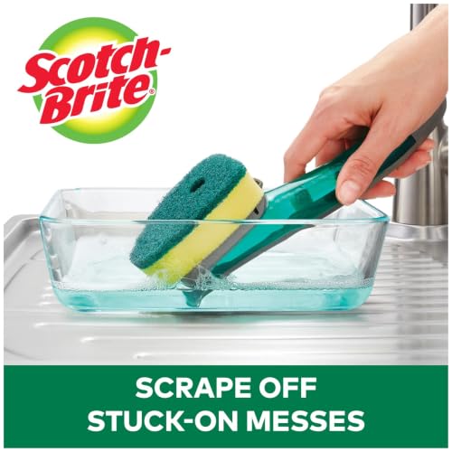 Image of Scotch-Brite Heavy Duty Advanced Soap Control Dishwand Kit, Includes 1 Wand & 5 Refill Pads, Control Soap With A Button, Keep Your Hands Out Of Dirty Water
