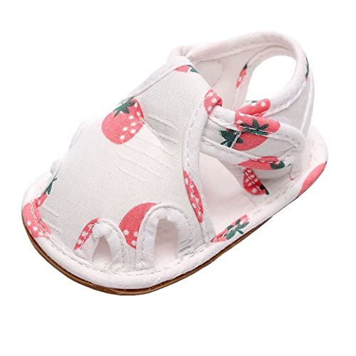 Baby Girls Fruit Strawberry First Walking Sandals Infant Toddler Lightweight Closed Toe Anti-Slip Mary Jane Shoes