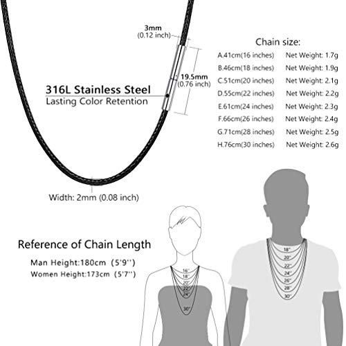 PROSTEEL Kunstleder Halskette/Armband Schwarz geflochten Lederkette Lederband 2mm/3mm breit Damen Herren Kette für Anhänger mit Edelstahl Verschluss 41-76cm wählbar - Image 7