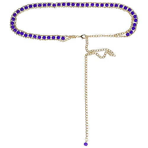 Waist Chain Belts, Metal Gold Rhinestone Crystal Body Chain Belt for Dress Jean