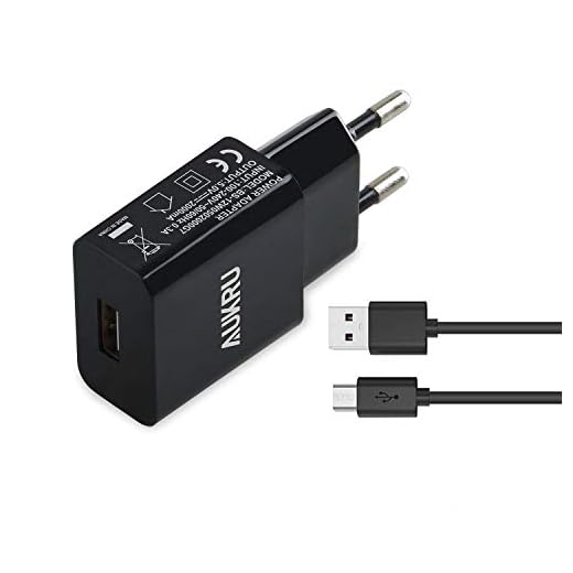 Aukru 5V 2A Cargador con Micro USB Cable para Samsung Galaxy/Sony/HTC/Nokia/Huawei/ASUS/Motorola/Blackberry/Otros Dispositivos Android etc - Negro