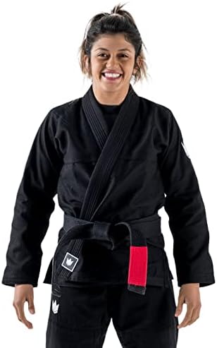 KINGZ Kore Gi Brazilian Jiu Jitsu - Women's Lightweight Durable BJJ Kimono - IBJJF Legal - 375gsm Pearl Weave Pro Training - (Black) F4