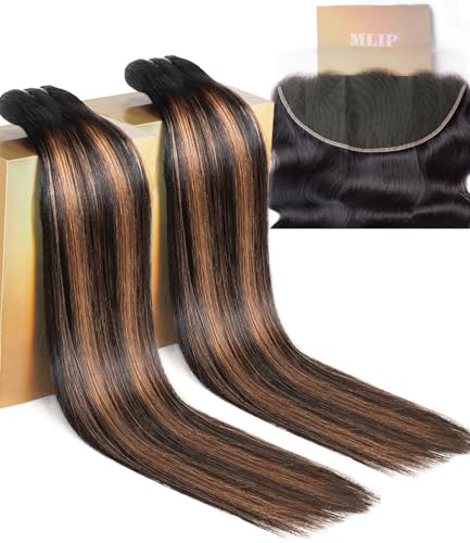 MLIP mlip Raw Bundles Human Hair Straight 24 26 inches Highlight Color and 13x6 HD Lace Closure Body Wave 22 inches Natural Color