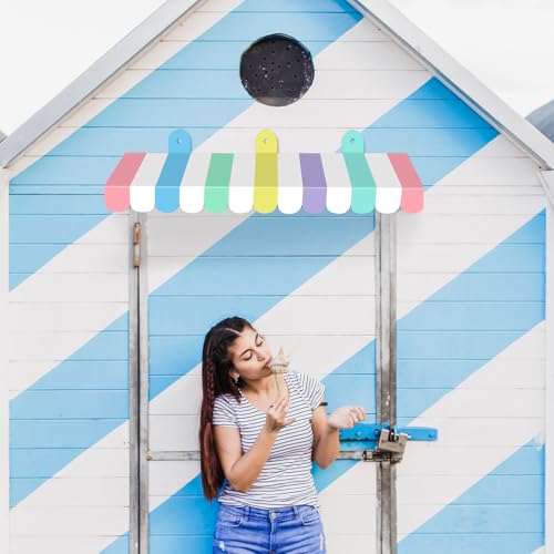 Image of 2 Piece Circus Awning Decoration 3D Carnival Tent Awning Wall Decorations for Circus Theme Party, Carnival Stand, Party Favors Supplies (Macarons)