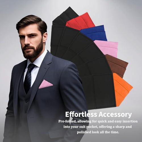 Image of Mens Pre-Folded Pocket Squares on Card Pocket Handkerchief for Suit Accessories