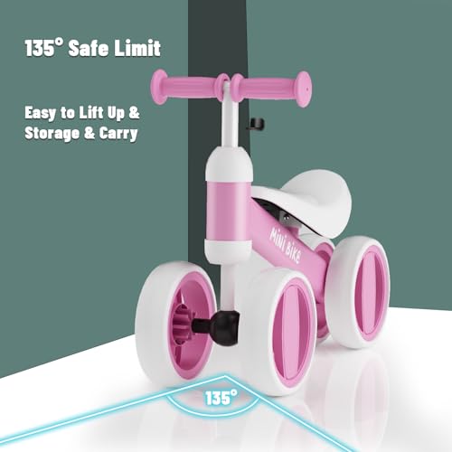 Image of SIMATE Balance Bike Toys for 1 Year Old Boys Girls, 12-24 Month Toddler Ride on Toys, 4 Silent Wheels & Soft Seat, First Birthday Gifts for Baby Girls Boys