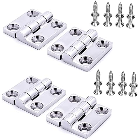 Boat Butt Hinges 1-1/2 Inch ×1-1/2 Inch,316 Stainless Stee Marine Casting Solid Butt Hinge,Boat Hatch Hinges,Cabinet Hatch Hardwareuse for for Boat Yacht,RVS,Pack of 4,Include Screws Cover