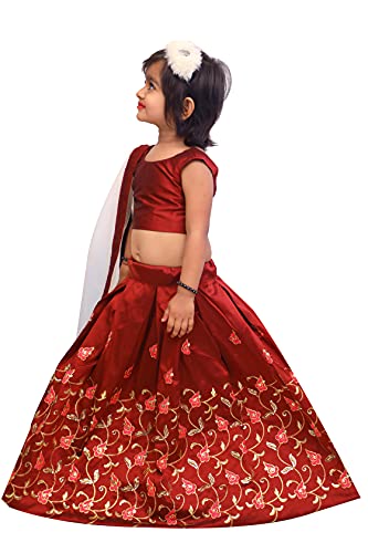 Image of Girl's Tafetta Silk Readymade Lehenga Choli
