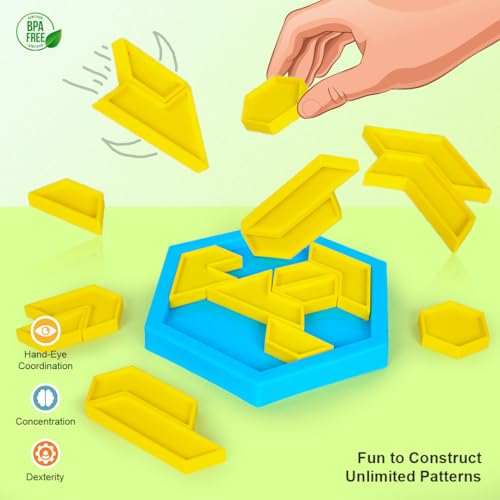 Image of RATNA'S Modern Tangram, Classic Shape Game with 60 Challenges, Family Games for Adults and Kids 5+ Years
