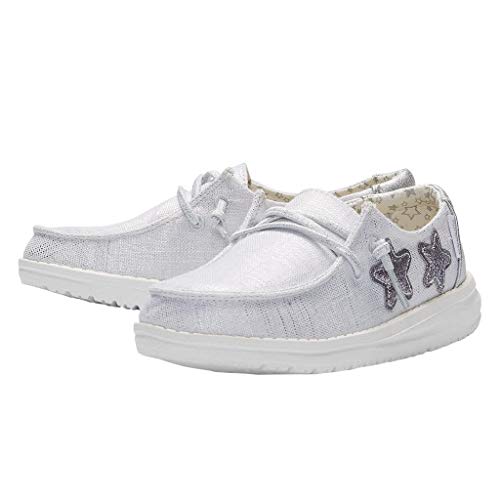 Image of HEYDUDE Wendy Star Loafers for Little, and Big Kid - Textile Upper with Lace Detailing, Removable Insole, Chic and Nice