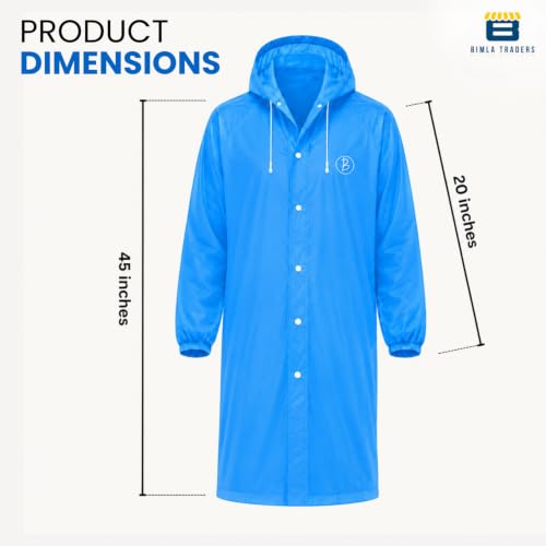 Image of Reusable EVA Hooded Raincoat| Transparent Waterproof Rain Wear for Men & Women | Elastic Full Sleeves | Front Button Design | Knee Length Free size
