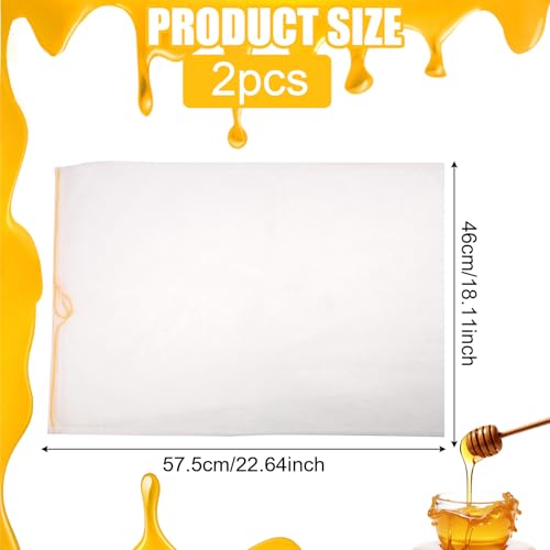 PEUTIER 2 Stück Honigfilterbeutel, 57,5 x 46 cm Feinmaschiger Nylon-Siebbeutel mit Verstellbarem Kordelzug Wiederverwendbar Honigfiltertuch Nussmilchbeutel Imkereibedarf für Anfänger für Landwirte