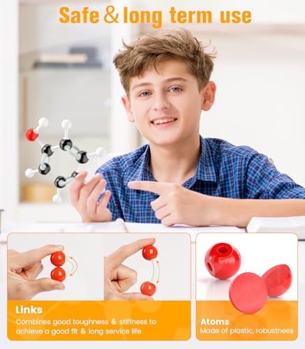 Image of NINGOO Organic Chemistry Model Kit,404 PCS,for Students＆Teacher | Fullerene C60 Model,Portable Design,Compartment Storage,CPK Color Coding