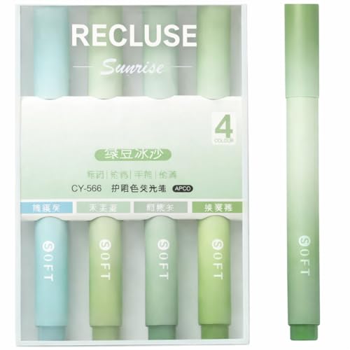 Image of RECLUSE Pastel Highlighter Pens Set of 4,Soft Gradient Color Mild Highlighters with Chisel Tip, Aesthetic Marker Pens for Study Notes, School Supplies, Office Work, Bullet Journal, Highlighting & Art