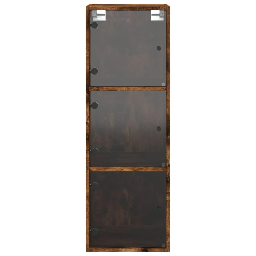 vidaXL Mobile a Muro con Ante in Vetro Rovere Fumo 35x37x100 cm