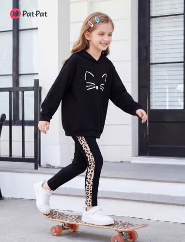 Image of PATPAT Girls 2 Piece Outfits Long Sleeve Hoodie and Leggings Clothing Set Outfits for Girls 4-12Y Fall /Winter Outfits