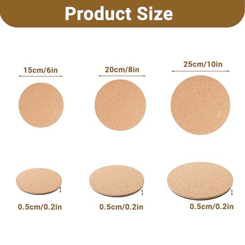Tefola 9pcs Cork Mat for Plants,Cork Plant Coasters,Cork Plant Plastic Mat,Round Absorbent Cork Mat,Plant Saucer for Indoor Plants,Garden Pots,Coaster,Pot Pad(6 Inch - Image 3