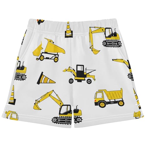Girls Athletic Construction Vehicles Excavators Comfy Summer Casual Shorts Kids Youth Pajama Sleepwear, X-Small