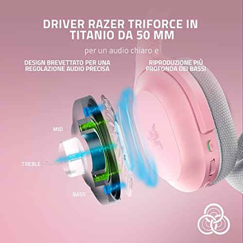 Barracuda - Cuffie Wireless Multipiattaperma per Gioco e Mobile (SmartSwitch Dual Wireless, Microfoni a Cancellazione di Rumore, TriForce Titanium 50 mm, App Audio) Quartz Rosa - Cuffia gaming - Immagine 3