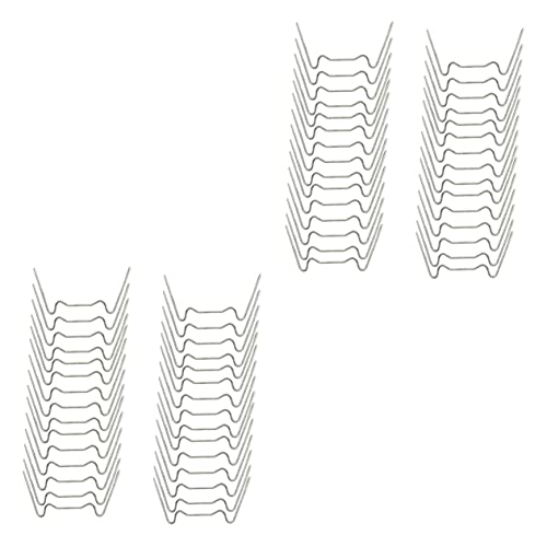 Sosoport 2sets Outdoor Fixing Nails for Garden Stakes Turf Nails Plant Ties W-Shaped Metal Pegs 50pcs*2