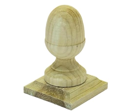 Timber Wooden Fence Post Cap with Acorn Finial Design - (Green Stain)-3x3 | 75x75mm Post | Pack of 5