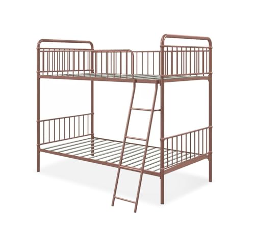 Image of APRODZ Marks Twin Bunk Bed (Foam Mattress-Metal - Rose Gold Powder Coated)