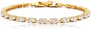 Marquise Tennis Bracelet Gold Plated Crystal Bracelet Elegant Diamond Style Wrist Jewelry Adjustable Chain Bracelet for Women Price In India