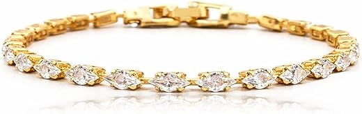 Marquise Tennis Bracelet Gold Plated Crystal Bracelet Elegant Diamond Style Wrist Jewelry Adjustable Chain Bracelet for Women